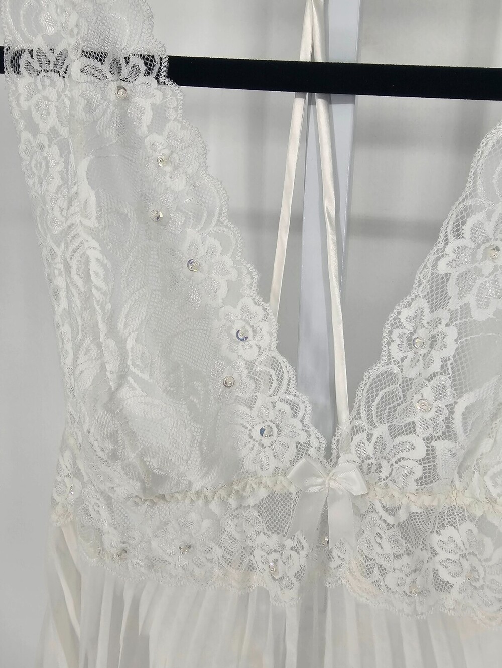 Vtg 1980s Cinima Etoile Seductivewear Sz L Nightie Babydoll White Lace Bridal - Picture 2 of 4